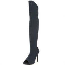 Cape Robbin Women&#39;s ELENORA Blue Thigh High Peep Toe Stiletto Boot Size 7.5 - $20.32