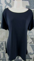 New Without Tags Ellen Tracy Women XL Navy Blue Tie Back Knit Top Stretch $48 - £30.28 GBP