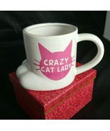 Crazy Cat Lady Mug Coffee Cup BigMouth Pink Paw 4&quot; Kitten Ceramic Pen Ho... - £12.50 GBP