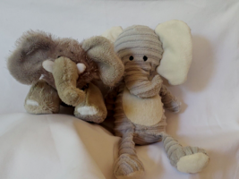 Baby Elephant Plush Lot Chickpea Corduroy Lovey Lil Kinz Gray Stuffed Animal - £10.06 GBP