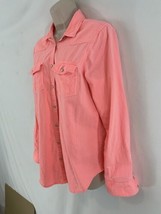 Hollister Womans M Coral Pink Pearl Snap Western Rodeo Cowgirl Denim Shirt - $18.81