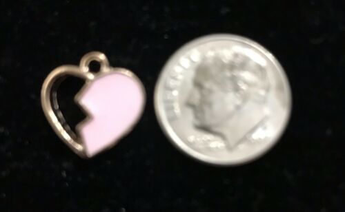 Primary image for Broken Heart Half Pink Enamel Bangle Pendant charm K2 Necklace Charm