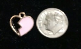Broken Heart Half Pink Enamel Bangle Pendant charm K2 Necklace Charm - $12.30