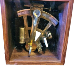 5&quot; Brass Titanic White Star Lines Sextant with Rosewood Box - $95.00