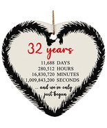 hdhshop24 32 Years Heart Ornament Ceramic 3 inch 32nd Wedding Anniversar... - £15.44 GBP