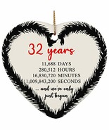 hdhshop24 32 Years Heart Ornament Ceramic 3 inch 32nd Wedding Anniversar... - £15.51 GBP