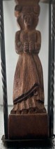 Vintage Wood Carved Woman in Dress-Signed with Metal Arbor Wall Pocket - £43.28 GBP
