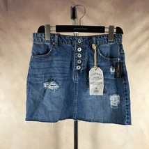 Vanilla Star Juniors&#39; Distressed Denim Mini Skirt Nwt 7/28 - £8.87 GBP