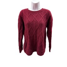 St John&#39;s Bay Women XL Maroon red Criss Cross Pattern Sweater crew neck - $23.74