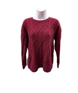 St John&#39;s Bay Women XL Maroon red Criss Cross Pattern Sweater crew neck - $435.48 MXN
