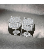 14K White Gold Plated 1.50Ct Round Cut VVS1 Simulated Cluster Stud Earrings - £22.72 GBP