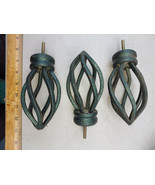 21UU45 SET OF 3 IRON FINIALS, 1/4&quot; NC REMOVABLE STUD, 5-1/2&quot; LONG, 2-7/8... - $11.22