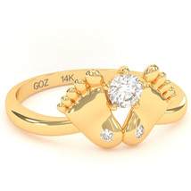 Baby Feet White Topaz Diamond Ring In 14k Yellow Gold - £263.80 GBP