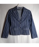 AC-3998 Original Jacket Women&#39;s Large Striped 90&#39;s Retro Denim Blazer - $24.75