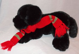 Black Lab Dog Puppy  Scarf Plush Stuffed Animal  Eddie Bauer 7&quot; Holiday Winter - £14.21 GBP