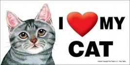 I (Heart) Love my CAT Grey Tabby Full Color Car Fridge Magnet 4x8 Waterproof NEW - £5.31 GBP