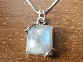 Moonstone Rectangle 925 Sterling Silver Pendant a208-7 - £11.50 GBP