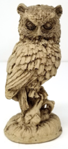 Scary Grumpy Owl Figurine Brown Judging Heavy Textured 1970s Vintage - £15.10 GBP
