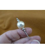 U8-m 14mm white faux pearl beaded + silver tone bead hatpin Pin hat pins... - $10.99