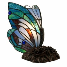 Tiffany Style Butterfly Table Desk Lamp Stained Glass LED Bulb Lighted Artwork - £63.26 GBP