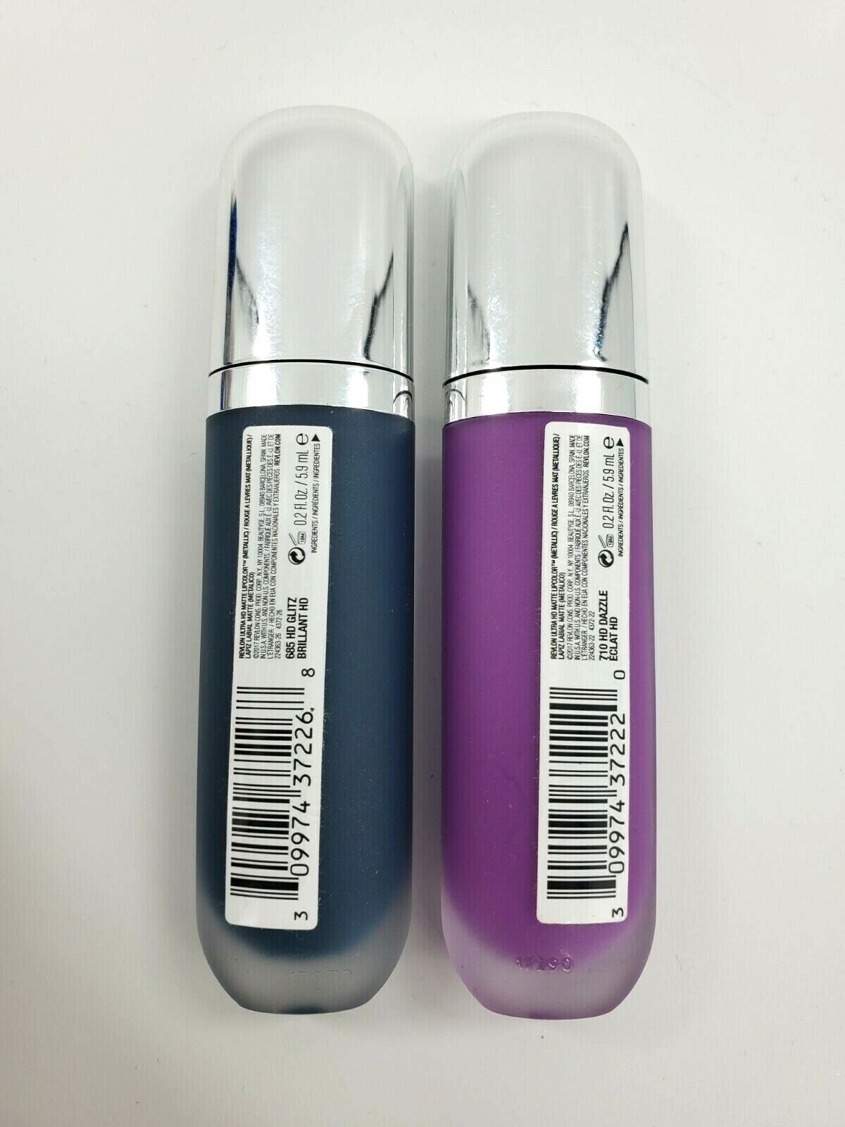 Primary image for 2X  Revlon Ultra HD Metallic Matte Lipcolor HD 1 ea Dazzle & Brilliant Purples