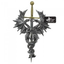 Mythical Mystic Gothic Dragon Dragons Dagger Sword Wall Plaque Fantasy Decor - £30.89 GBP