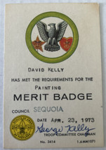 Boy Scout Merit Badge Certificate Sequoia Council April 23, 1973 No. 3414 - £9.28 GBP