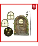 Weather-Resistant Fairy Door &amp; Windows Set - Magical Outdoor Sculpture f... - $35.63