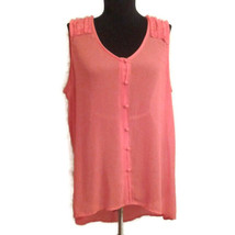 Charming Charlie L hi-low tank top ruffles sheer button front - £11.99 GBP