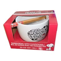 Ramen Bowl with Chopsticks Peanuts Snoopy Munch Time Noodle Rice Soup Bowl - £19.37 GBP