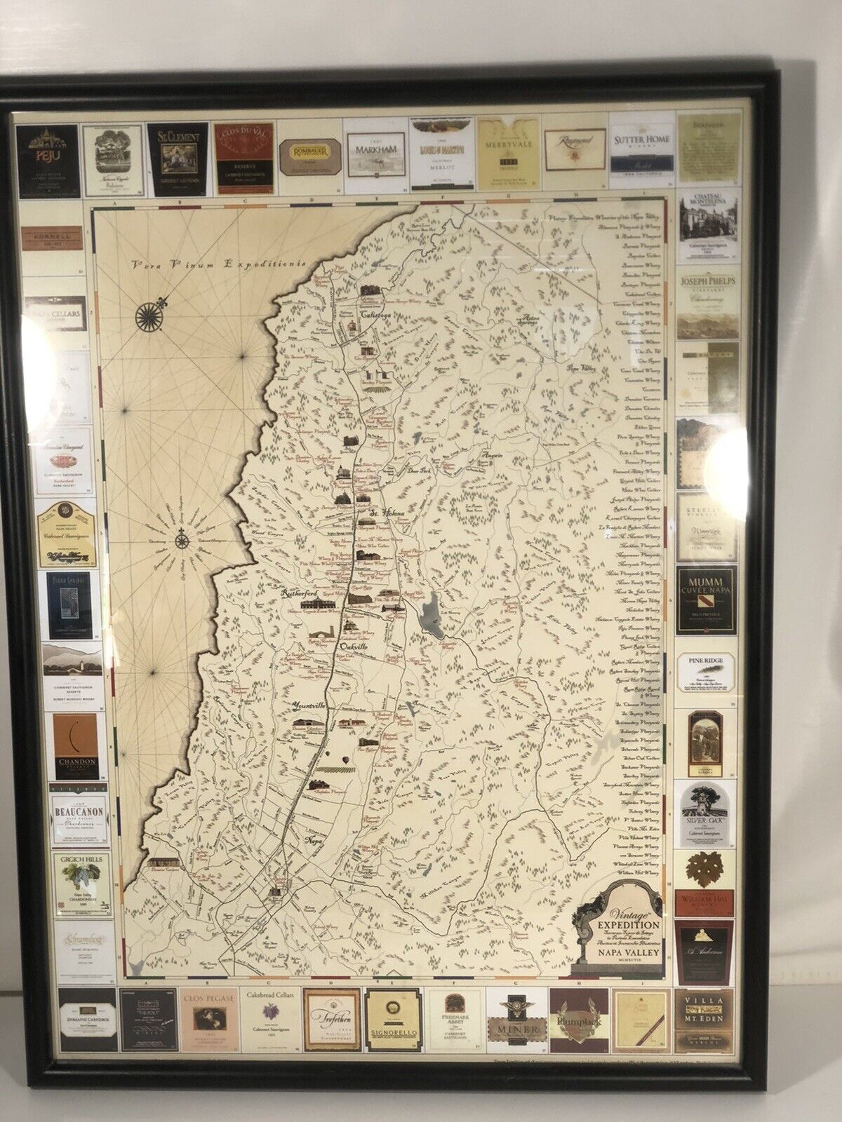 Vintage Expedition Napa Valley Winery Trail Map MCMXCVIX Beautifully ...