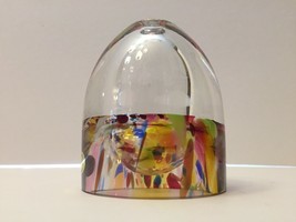 Lead Crystal Art Paperweight Vase Adam Jablonski Hand Blown Oil lamp Mid Century - £22.85 GBP