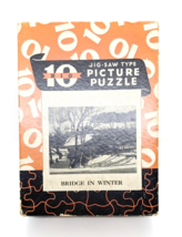Big 10 Vintage 1940s Jig Saw Picture Bridge In Winter 15.25&quot; x 10.25&quot; Pu... - $10.88
