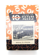 Big 10 Vintage 1940s Jig Saw Picture Bridge In Winter 15.25&quot; x 10.25&quot; Pu... - $10.88