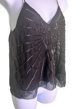 H&amp;M Size 4 Sheer Lined Beaded Cami Tank Top Blouse Racerback - £7.56 GBP