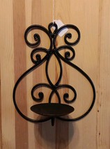 Wrought Iron Metal Wall Hanging Pillar Candle Holder Black/Brown Scroll ... - $231.83 MXN