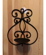 Wrought Iron Metal Wall Hanging Pillar Candle Holder Black/Brown Scroll ... - $231.83 MXN