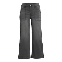 Time and Tru Women&#39;s High Rise Wide Leg Crop Utility Jeans, Gray Size 14 - $26.72