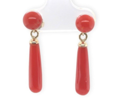 14k Gold Ox Blood Red Genuine Coral Briolette Earrings with 7mm Beads (#... - €647,75 EUR
