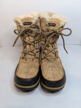 Jambu JBU Women&#39;s Brunswick Snow Boot Tan Mid Calf Lace Up Faux Fur Lined 9M - $23.36