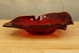 MCM Mid Century Modern Amberina Glass Hand Blown Cigar Ashtray Bowl 8.25... - $74.24