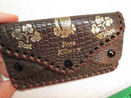 p41o Killarney Ireland Souvenir Brown Tooled Leather Wallet Coin Purse 3 section - £19.49 GBP