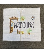 VTG COMPLETED CROSS STITCH WELCOME PIRCH PLANTS 16X 14 inches - $9.90