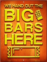 Big Bars Here Halloween Humor Metal Sign 9&quot; x 12&quot; Wall Decor - DS - £18.84 GBP