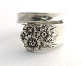 April 1950 Sunflower Spoon Ring Size 8 9 10 11 12 13 Vintage Silverware Jewelry - £14.17 GBP