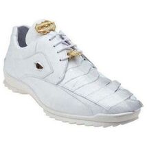Mens Belvedere Mens Vasco Genuine Hornback Crocodile Sneaker Shoes White 336122 image 3