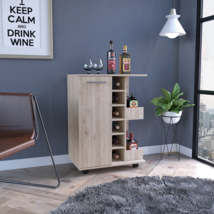 Gray Bar Cart: 4 Casters, Door, 2 Shelves - $119.99