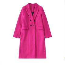 ZACK RAIN Women Pink Double Breasted Long Coat 2022 Fall/Winter Ladies Elegant C - £104.39 GBP