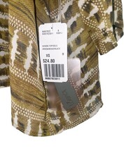 Women’s Love21 Sheer Woven Top XS Green Beige Boho Boxy Blouse NWT image 6