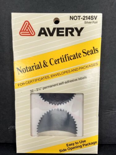 Vintage 42pcs 2" Avery Notarial & Certificate Silver Seals NOT-2SV *new* - $6.73